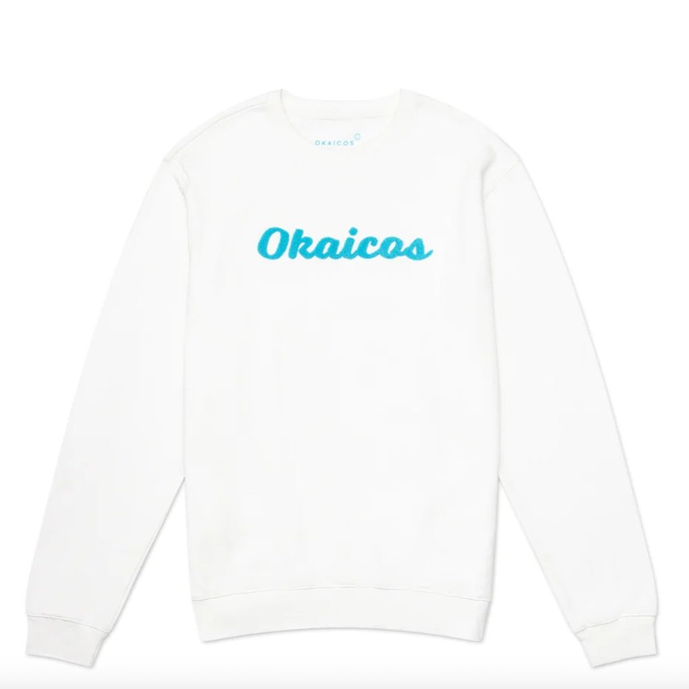 White OKAICOS Embroidered Crewneck